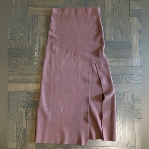 Free People Knit Midi Skirt with Slit Size Small Mauve